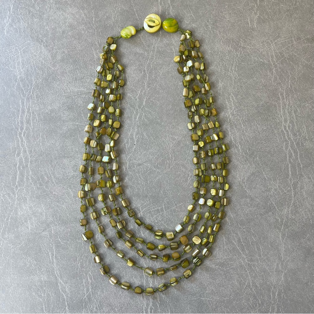 Vintage Green Multi-Strand Necklace (Polished Stones) - Picture 2 of 8
